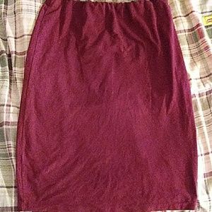 A burgendy skirt